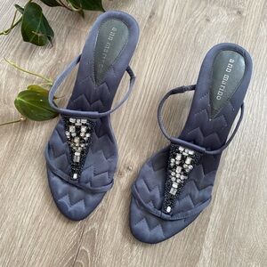 Y2k Vintage Ann Marino Pewter Silver Bling Rhinestone Heels y2k